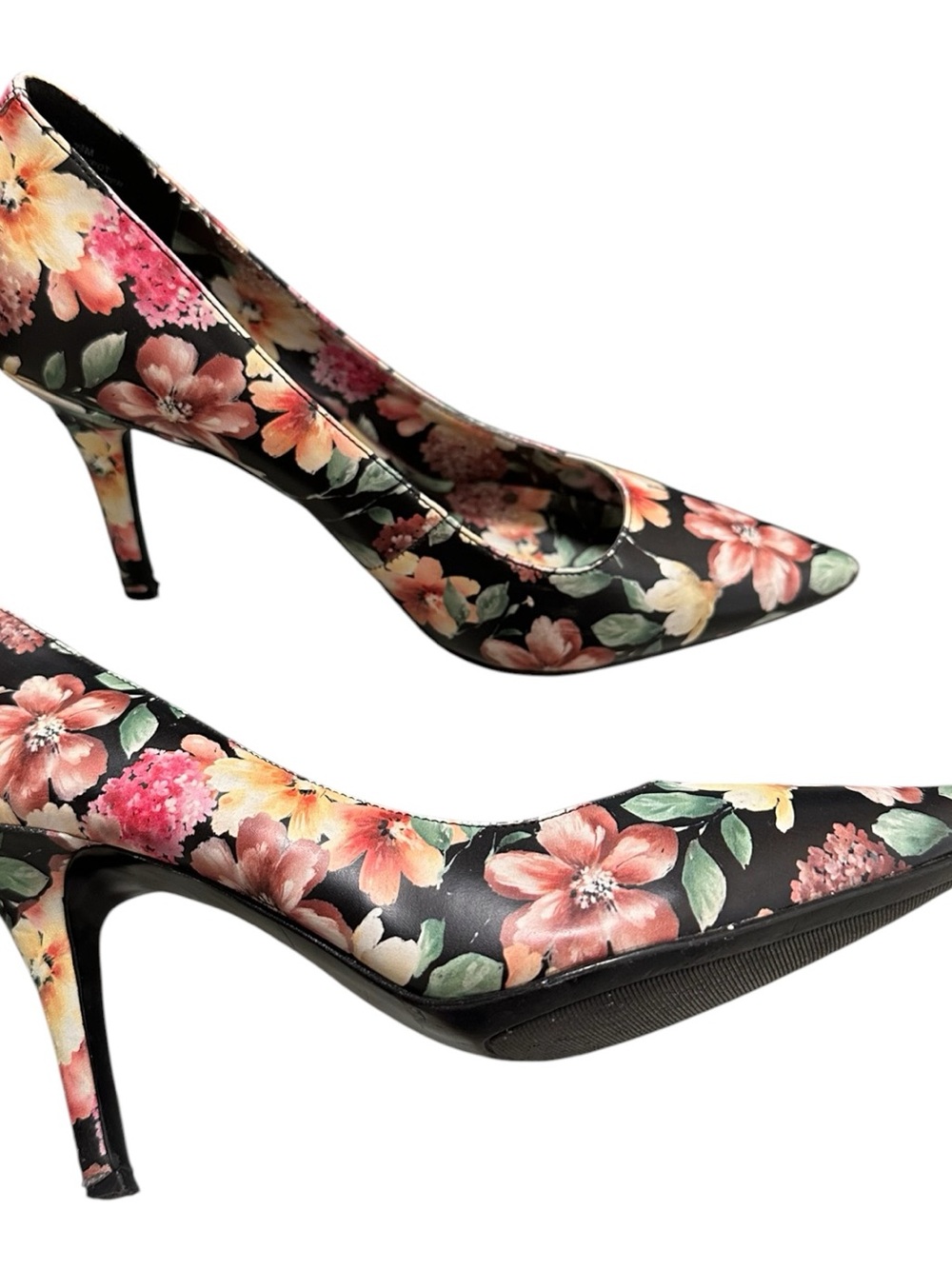 Nine West jackpot Floral Pointed Close Toe Pumps Slip On Heels Women's Size 7.5 - Picture 4 of 6